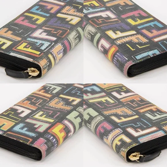 Fendi Long Wallet with a Zucca Multicolor FF Logo Pattern, Womens RARE - Picture 5 of 11